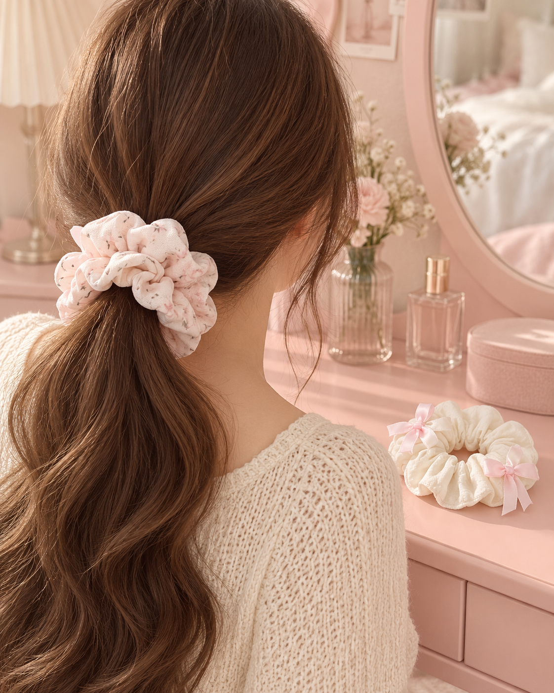 Floral & Bow Scrunchie Duo