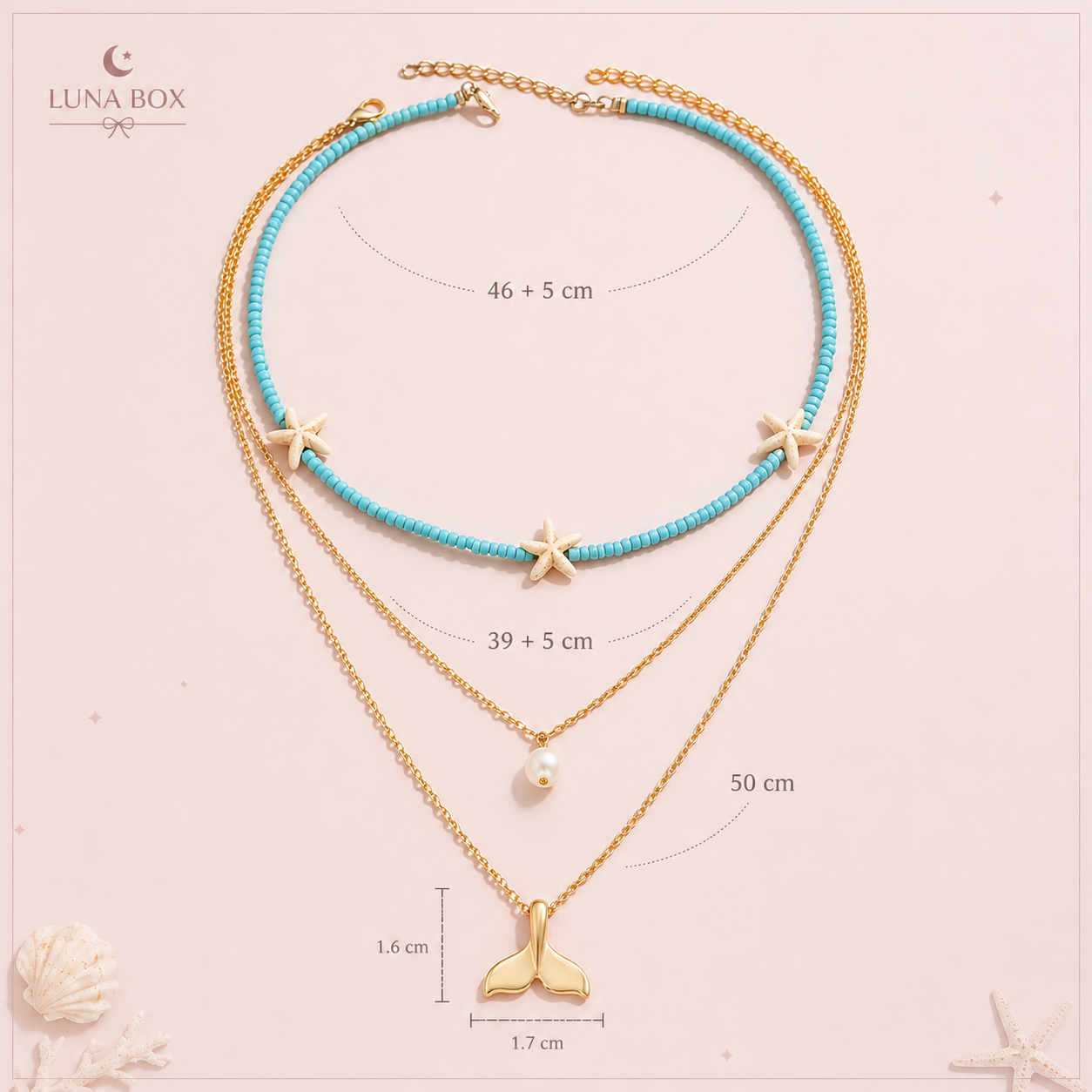 Ocean Layered Necklace Set -وطقم عقود طبقات البحر 🌊