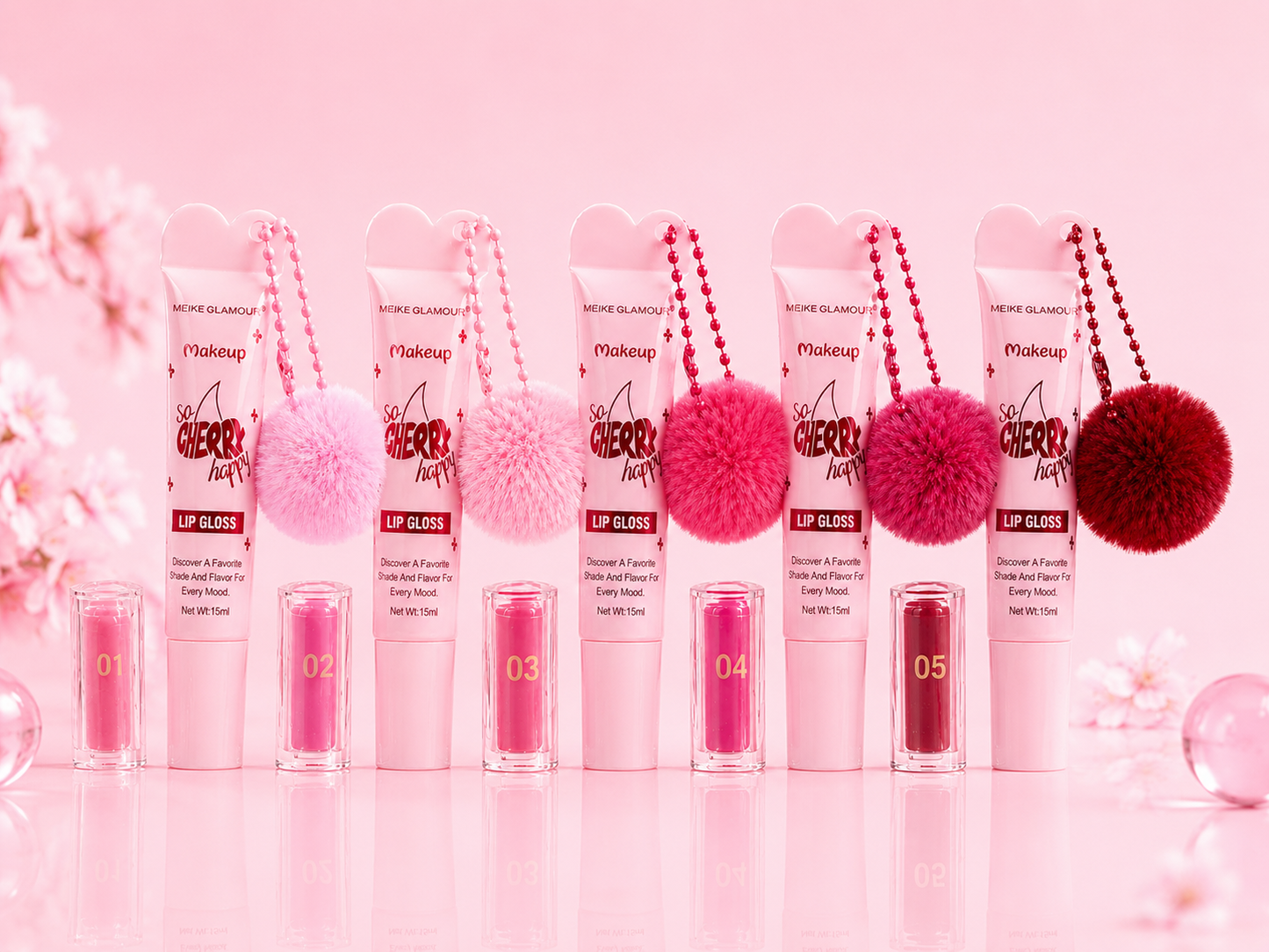 Cherry Pompom Lip Gloss - ملمع شفاه بنكهة الكرز  💖🍒