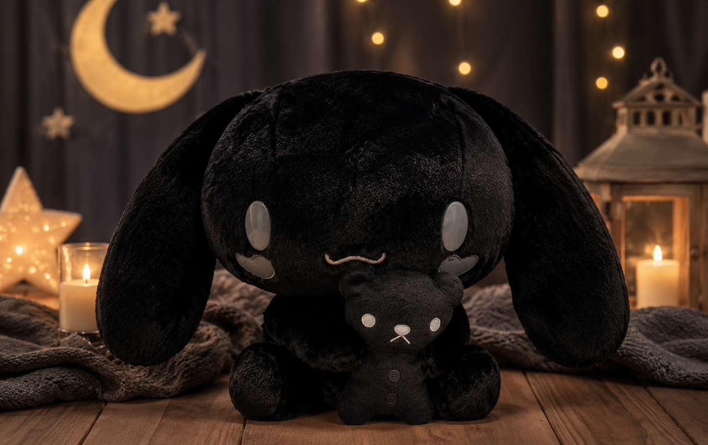 Black Cinnamoroll Giant Plush with Teddy Bear - دمية سينامورول السوداء العملاقة مع الدبدوب