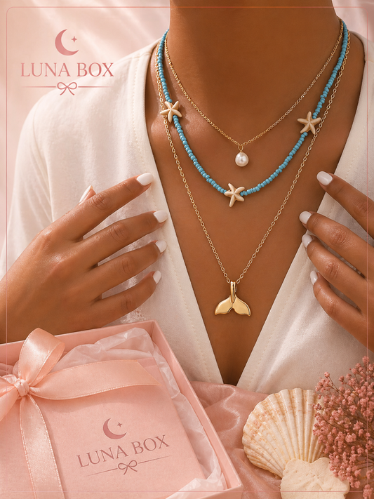 Ocean Layered Necklace Set -وطقم عقود طبقات البحر 🌊