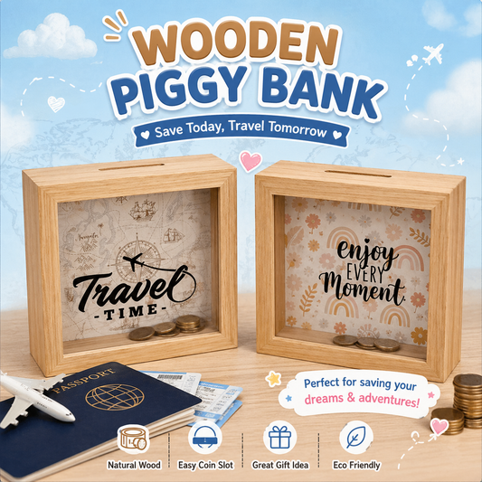 Travel Memory Money Box (Wooden Saving Frame) - (حصالة ذكريات السفر (صندوق توفير خشبي
