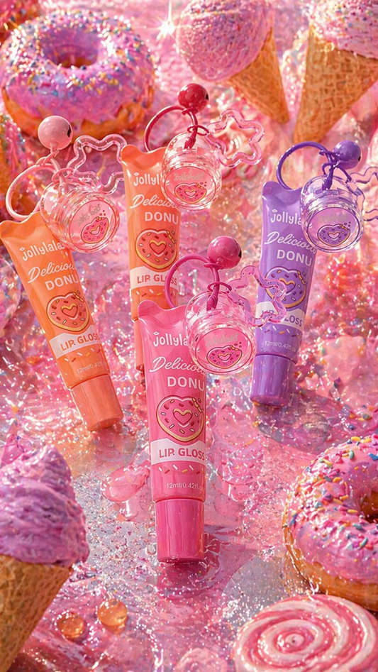 Jollylady Donut Pop 2-in-1 Lip Gloss Keychain - ليب غلوس دونات كيوت 2×1 مع ميدالية
